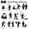 Stick figure human people man action, feelings, and emotions icons starting with alphabet A.