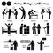 Stick figure human people man action, feelings, and emotions icons starting with alphabet A.