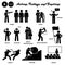 Stick figure human people man action, feelings, and emotions icons starting with alphabet A.