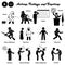 Stick figure human people man action, feelings, and emotions icons starting with alphabet A.