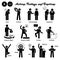 Stick figure human people man action, feelings, and emotions icons starting with alphabet A.