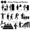 Stick figure human people man action, feelings, and emotions icons starting with alphabet C.