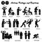 Stick figure human people man action icons alphabet D.