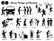 Stick figure human people man action icons alphabet D.