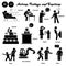 Stick figure human people man action verbs icons alphabet U.