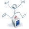 Stick figure with a jump over the European ballot box