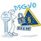 Stick figure with key, password, lock and DSGVO