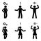 Stick figure man and woman gear reasoning, idea, inspiration, achieving goal vector illustration. Logical thinking icon