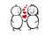 Stick figure man and woman with little hearts