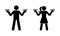 Stick figure man woman waiter waitress standing with meal plates vector set. Stickman people serve food icon pictogram