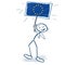 Stick figure marches proudly with a European symbol in the air