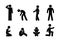 Stick figure people icon, man pictogram, isolated human silhouette, people stand and sit