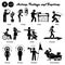 Stick figure people man action, feelings, and emotions icons alphabet P.