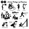 Stick figure people man action, feelings, and emotions icons alphabet P.