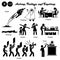 Stick figure people man action, feelings, and emotions icons alphabet P.