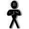 Stick figure, the person black on a white background, for design and registration costs stickman, lifts weights, 3D.