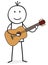 Stick figure person make music and play a guitar
