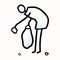 Stick Figure Person Picking Up Trash. Concept of Clean Up Earth Day. Simple Icon Drawing Motif . Environmental Earth Day,