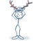 Stick figure puts on a helmet with antlers