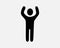 Stick Figure Raise Hand Icon. Stickman Man Person Raising Rejoice Praise Worship Joy Sign Symbol