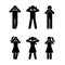 Stick figure set of three wise monkeys pictogram. See no evil, hear no evil, speak no evil concept icon.