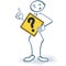 Stick figure with a sign with a question mark in front