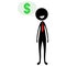 Stick Figure Silhouette of Business Man thinking of Dollar