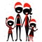 Stick Figure Silhouette Family Icon wearing Christmas Costume