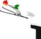 Stick figure by ski jumping