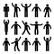 Stick figure standing position. Posing person icon posture symbol sign pictogram on white.