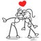 Stick figure stick man couple in love kissing huggin