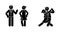 Stick figure tango couple icon set. Man and woman on the dance floor pictogram.