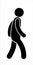 Stick Figure Walking. Pictogram Illustration depicting a man walking towads the right. Black and White EPS Vector