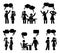 Stick figure workplace couple dialog bubbles set