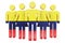 Stick figures with Colombian flag. Social community and citizens of Colombia, 3D rendering