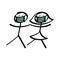 Stick figures couple wearing face masks illustration
