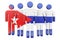 Stick figures with Cuban flag. Social community and citizens of Cuba, 3D rendering