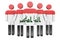 Stick figures with Iraqi flag. Social community and citizens of Iraq, 3D rendering