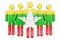 Stick figures with Myanmar flag. Social community and citizens of Myanmar, 3D rendering