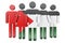 Stick figures with Palestinian flag. Social community and citizens of Palestine, 3D rendering