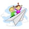 Stick Kids riding Paper Plane