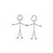 Stick man a couple of lovers happy
