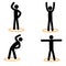 Stick man in various poses engaged in sports. Social distance in sports activities.