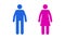 Stick man and woman. Male and female toilet icon, black human figure silhouette, boy and girl gender pictogram. Vector