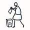 Stick Woman Person Trash Collecting. Concept of Clean Up Earth Day. Simple Hand Drawn Icon Motif for Environmental Earth