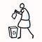 Stick Woman Person Trash Collecting. Concept of Clean Up Earth Day. Simple Hand Drawn Icon Motif for Environmental Earth Day,