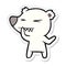 sticker of a angry polar bear cartoon thinking