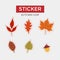 Sticker autumn leaf set collection
