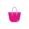 Sticker bag in the style of Barbie. Pink color. Flat illustration isolated on white background.