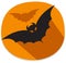 Sticker with bat. Orange and black halloween sticker